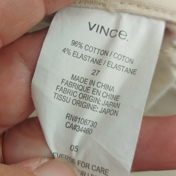 Vince Straight Leg Cropped Cargo Pants  Cream Size 27 Cotton Elastane - Picture 5 of 5